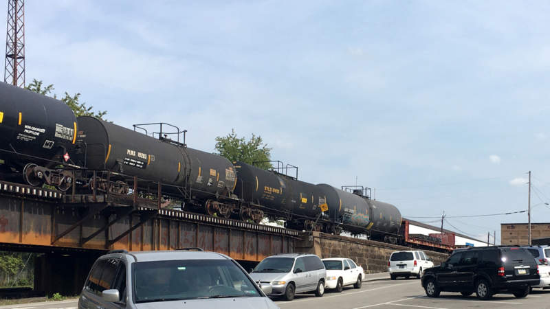 Parking lot in McKeesport beside train