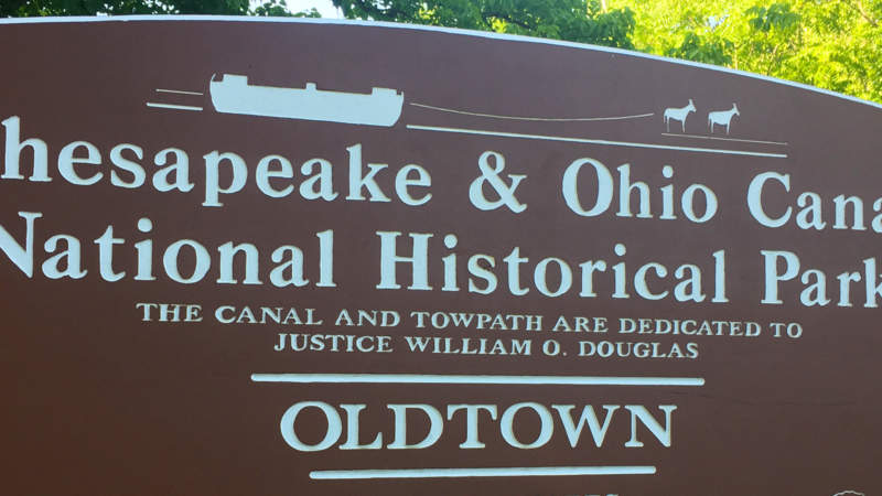 C&O Canal National Historical Park sign for Oldtown