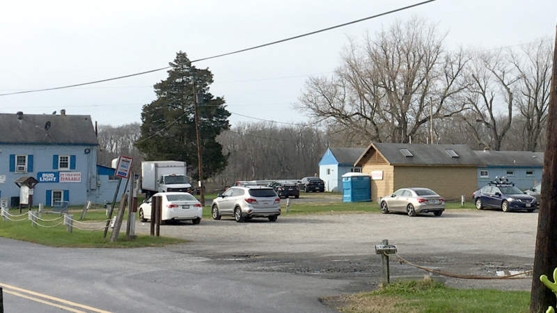 Parking lot near arch for Whites Ferry, across the Potomac River.